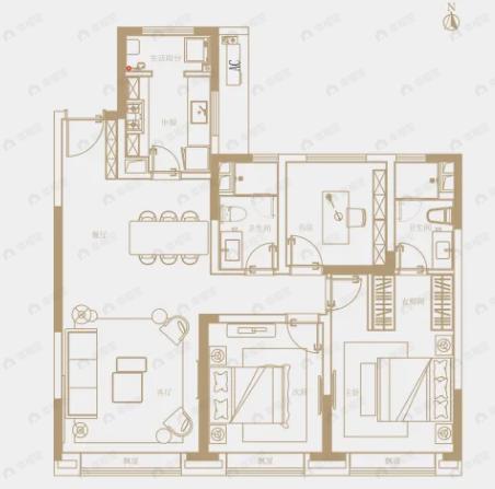东航云锦东方3室2厅2卫户型图