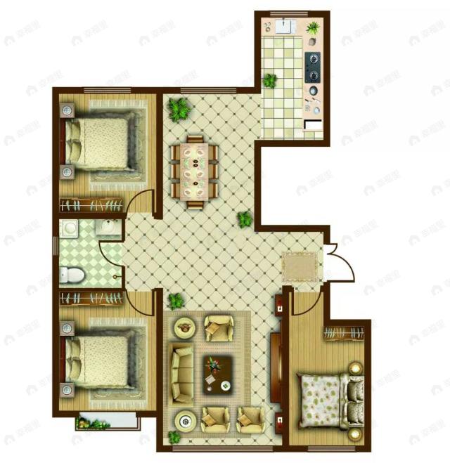 东方壹号院3室2厅1卫户型图