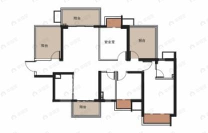 盛邦香颂·品园5室2厅2卫户型图