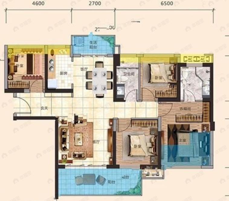 百汇卓越华府4室2厅2卫户型图