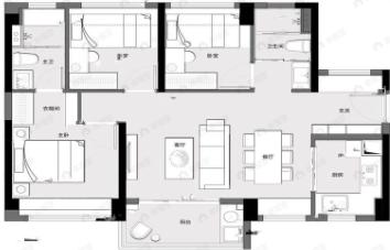保利明玥澜岸花园3室2厅2卫户型图