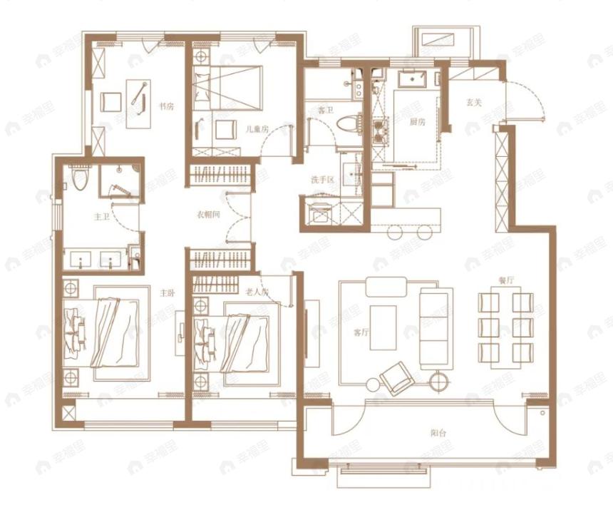 昆仑樾4室2厅2卫户型图