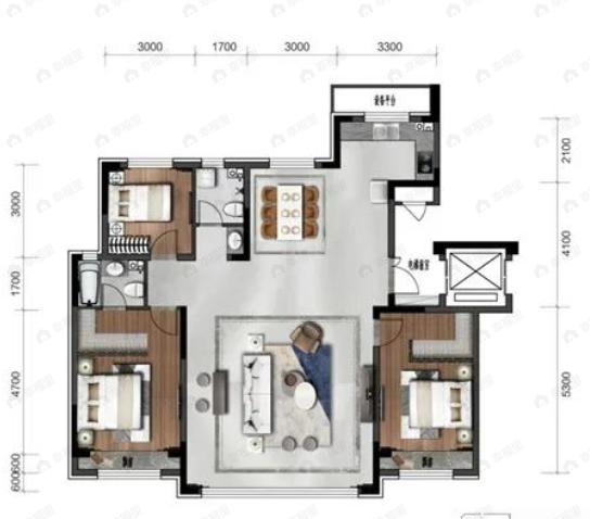 宝裕悦兰湾观萃3室2厅2卫户型图