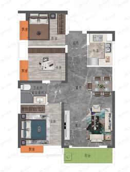 三远大爱城3室2厅1卫户型图
