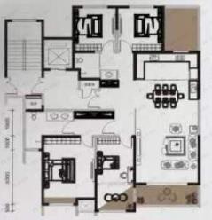 4室2厅2卫建面163平北|南户型图