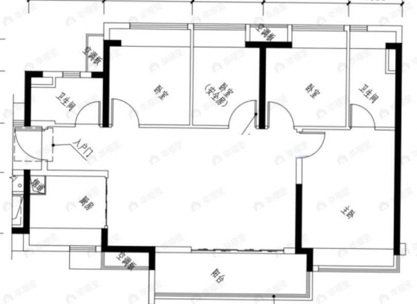 保利梦想城4室2厅2卫户型图
