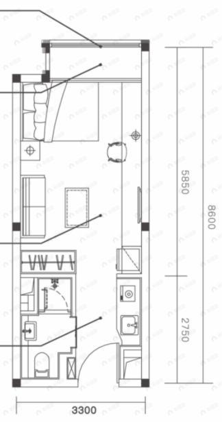丝路星曜1室1厅1卫户型图