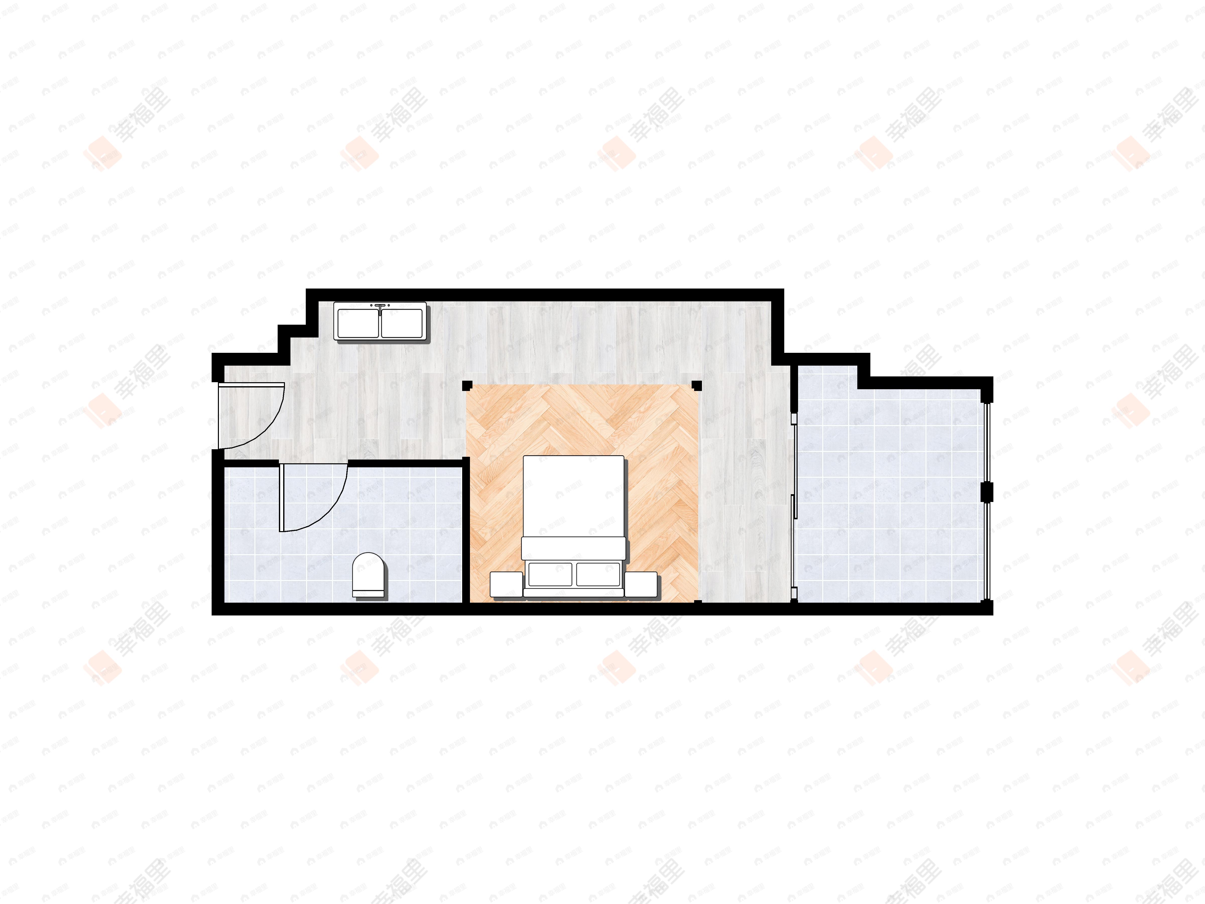 1室1厅1卫建面42m²东户型图