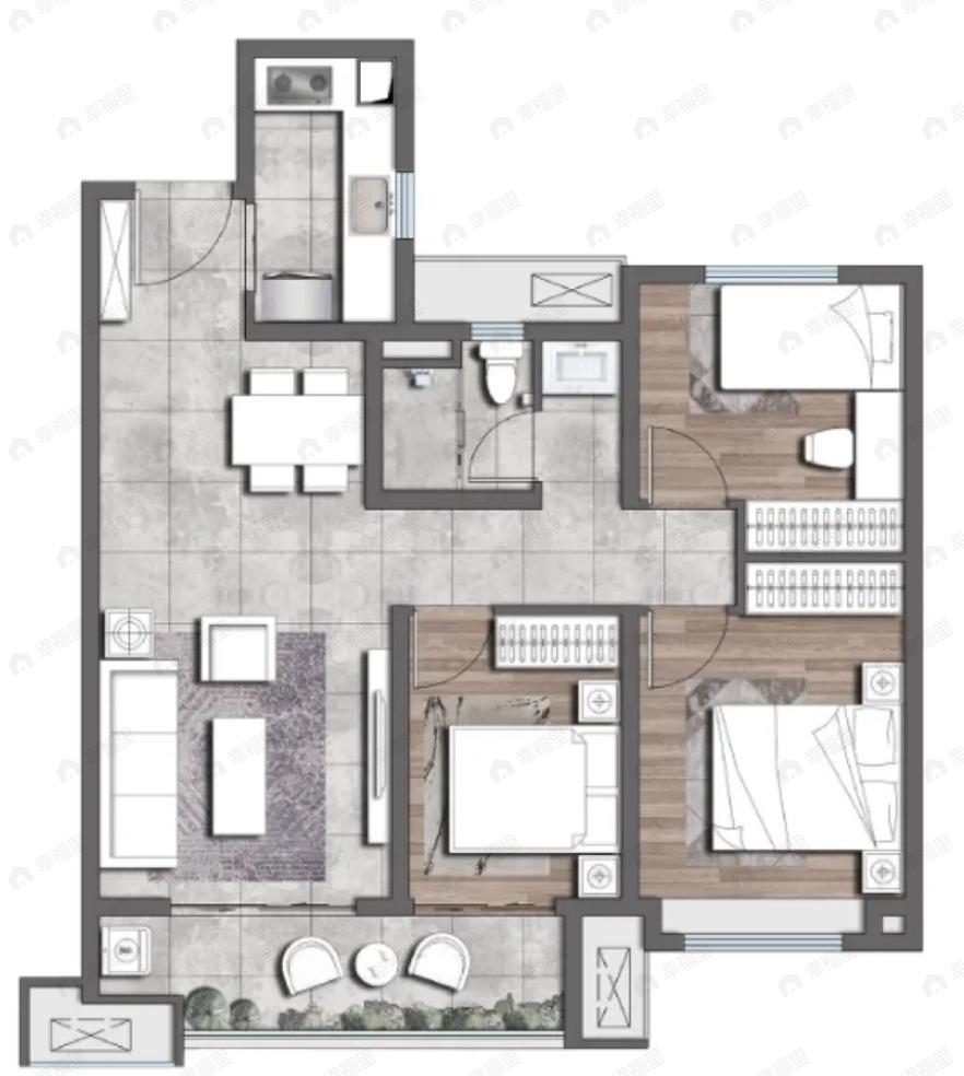 北宸天樾3室2厅1卫户型图