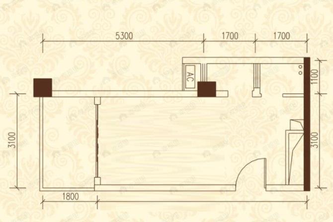 龙腾东麓城1室1厅户型图