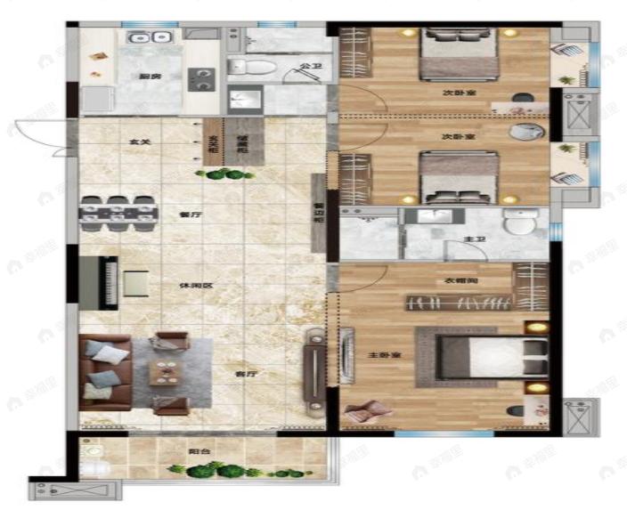 中建壹品澜荟3室2厅2卫户型图