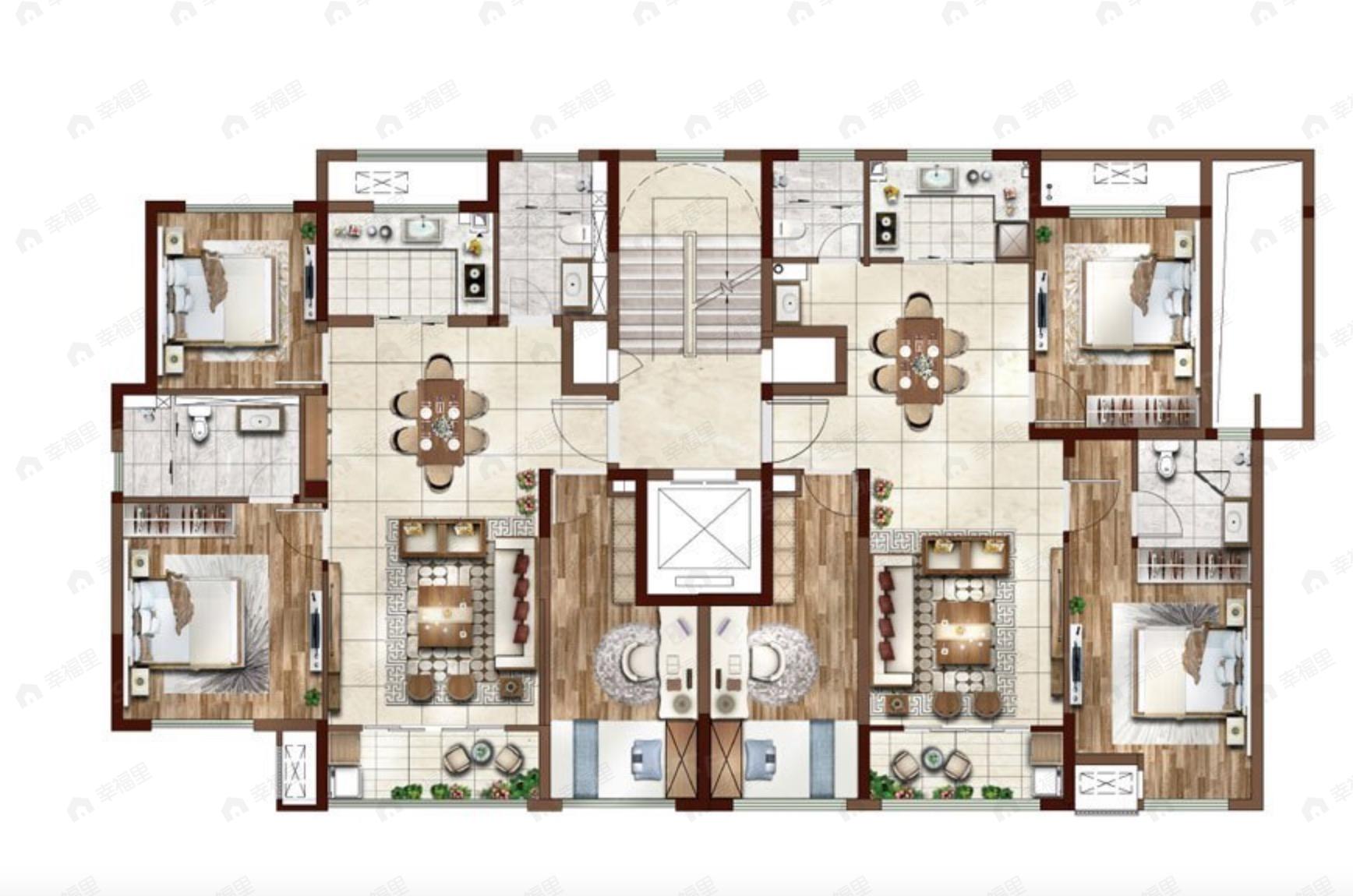 3室2厅2卫建面110平北|南户型图