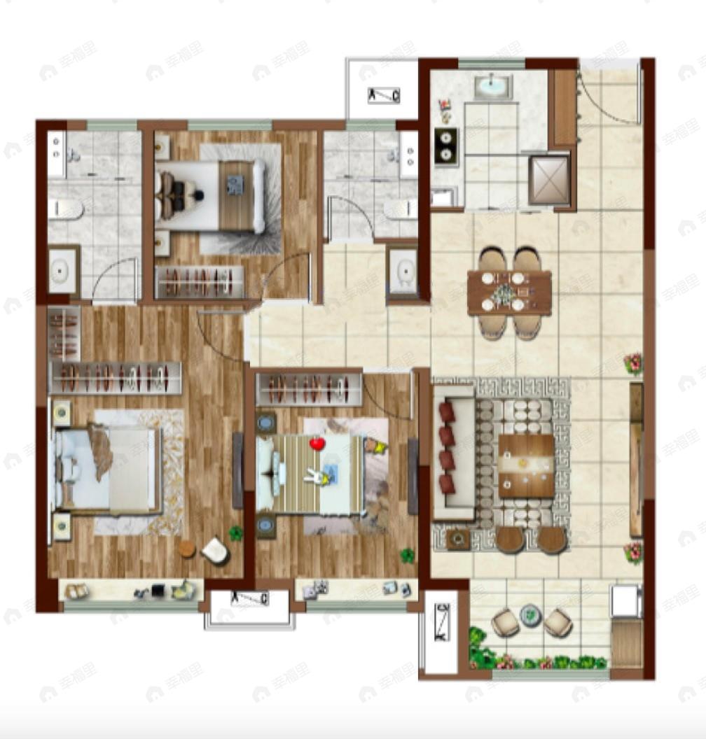 兰州中央公园3室2厅2卫户型图