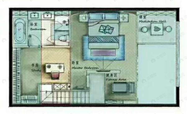 西安环球贸易中心1室1厅1卫户型图