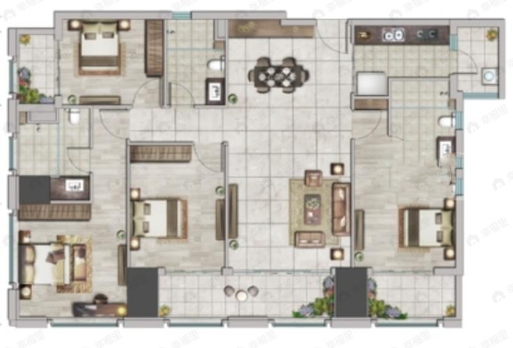 恒大云邸4室2厅3卫户型图