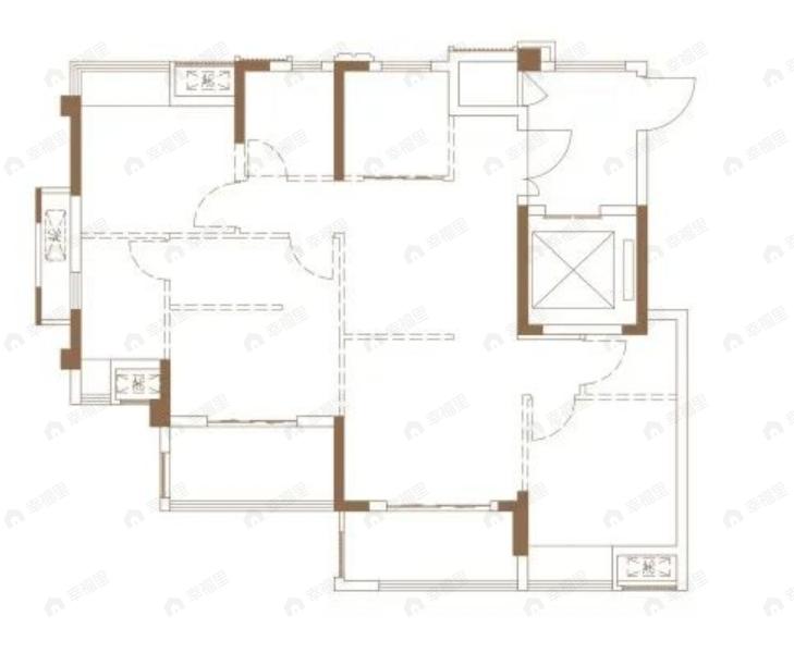 3室2厅2卫建面111m²南户型图