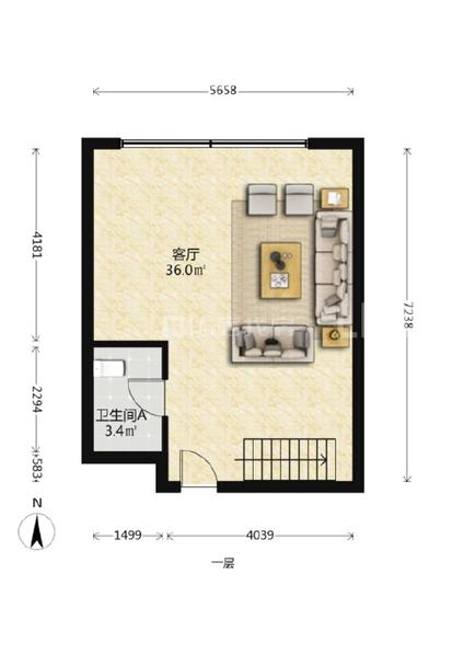 朝阳常营合租 中弘北京像素(南区)1室1厅/55平/中楼层
