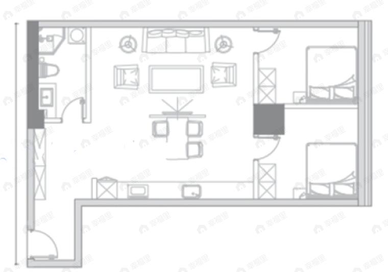 元谷2室2厅1卫户型图