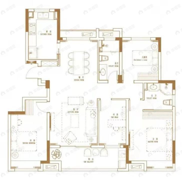 银色港湾4室2厅2卫户型图
