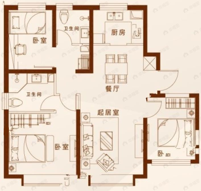 誉东苑3室2厅2卫户型图