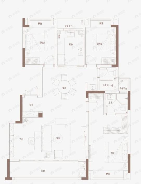伟星长城御澜道3室2厅2卫户型图