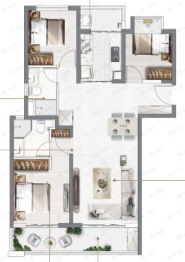 俊云峰3室2厅2卫户型图