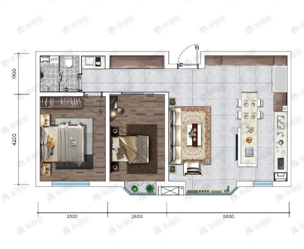 大境2室2厅1卫户型图