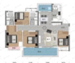 长沙北中心保利时代4室2厅2卫户型图