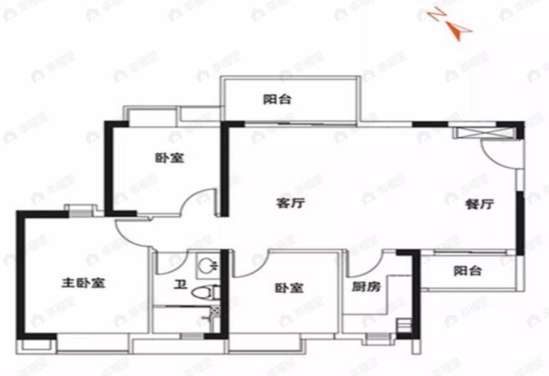 嘉汇城3室2厅1卫户型图