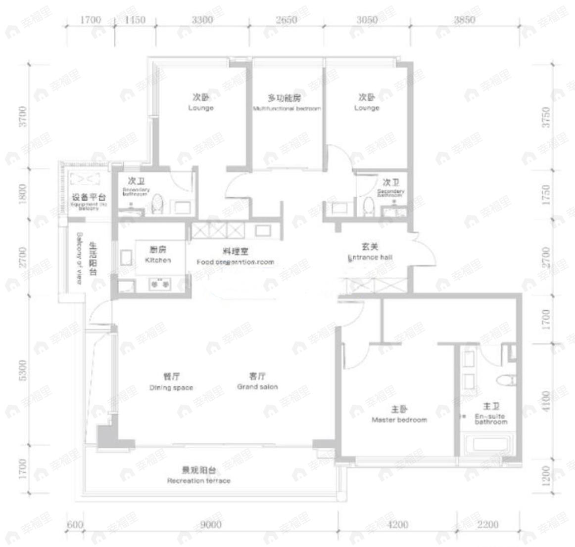 万科天府锦绣4室2厅3卫户型图