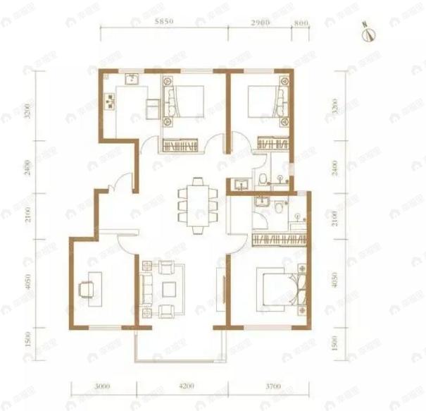 葛洲坝北京紫郡兰园4室2厅2卫户型图