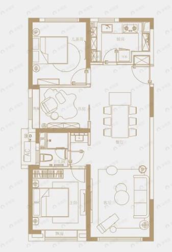 东航云锦东方3室2厅1卫户型图