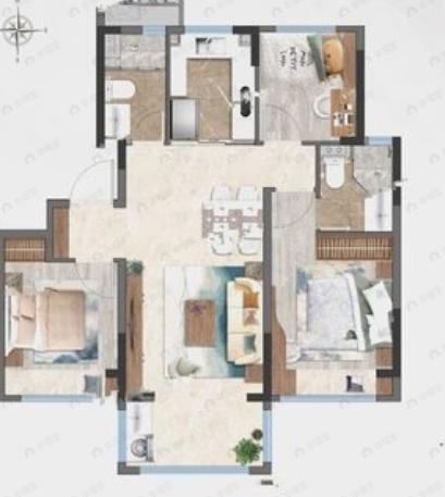 中建大椿·嘉利椿廷3室2厅2卫户型图