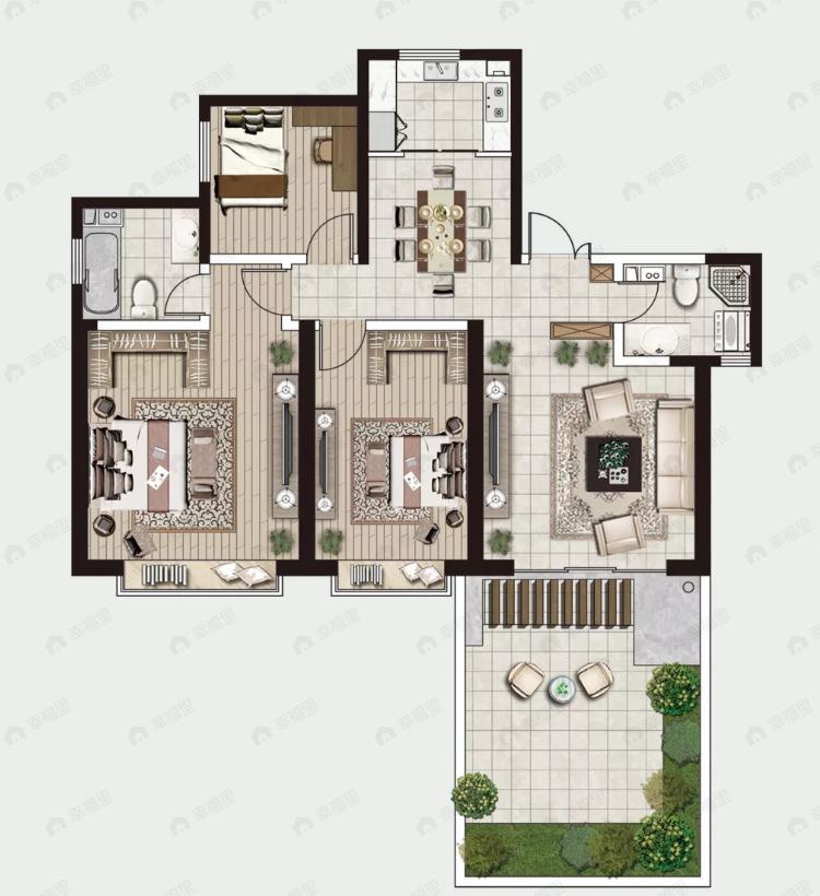 城乡居壹号苑3室2厅2卫户型图