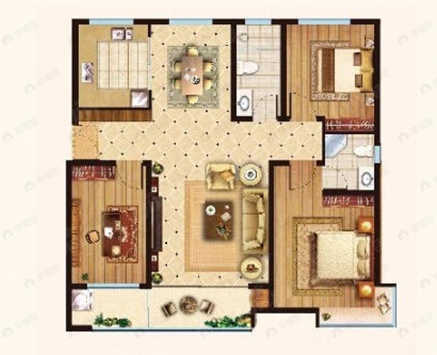 天煜风华3室2厅2卫户型图
