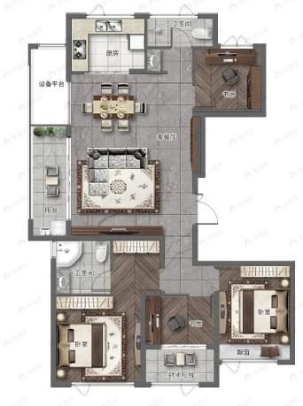 枫柏兰庭4室2厅2卫户型图