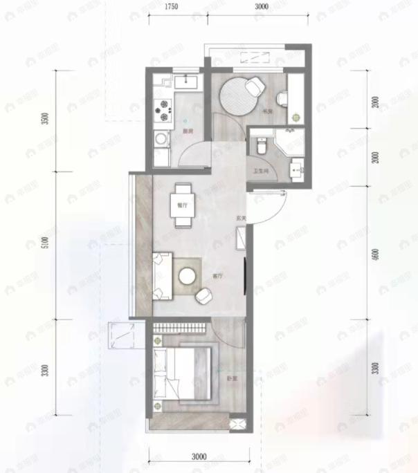 和悦璞云2室2厅1卫户型图