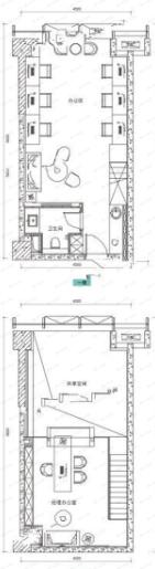 2室1厅1卫建面57平东南|西北户型图