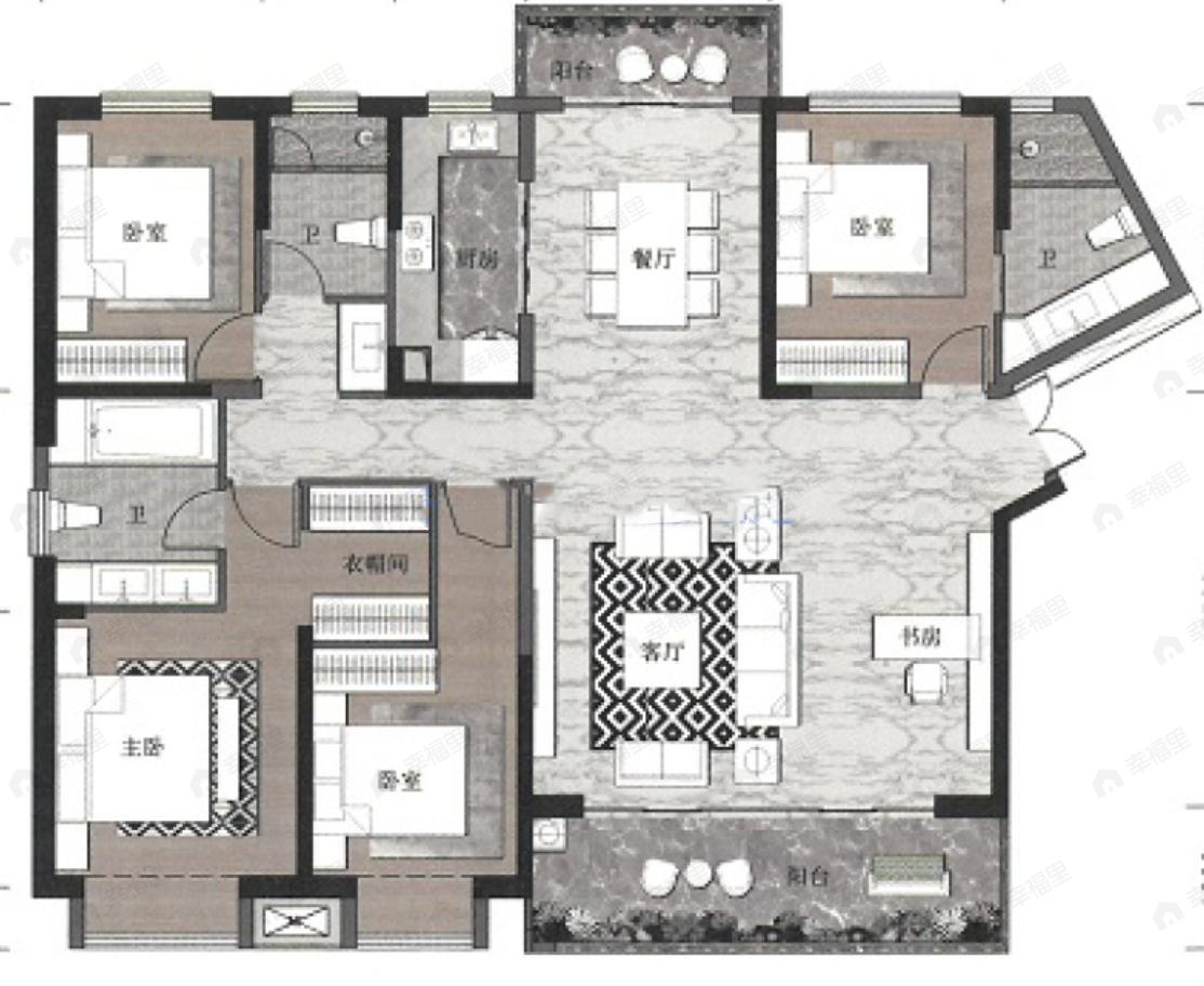 融城昆明湖4室2厅3卫户型图
