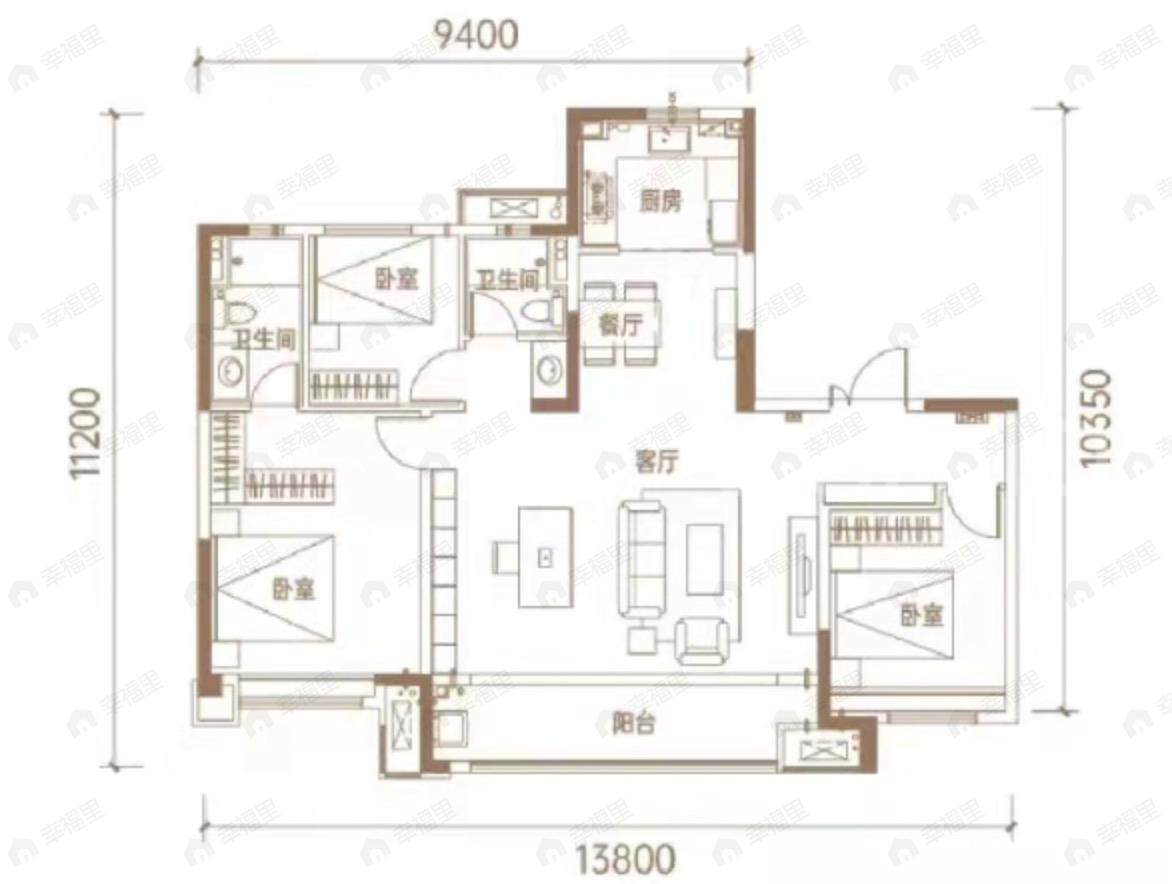 保利领秀山3室2厅2卫户型图