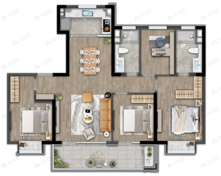 熙云里4室2厅2卫户型图