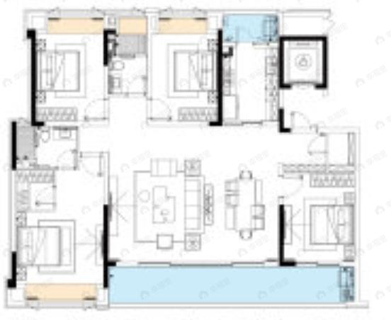 融创碧桂园望江府4室2厅2卫户型图