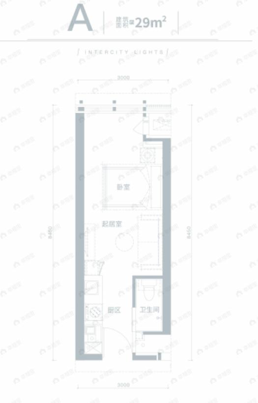 万科城际之光1室1厅1卫户型图