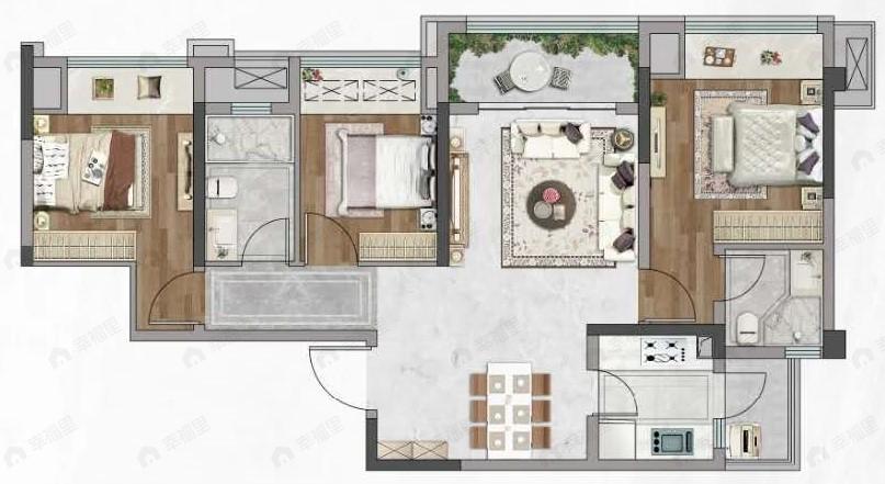 正荣朗基悦江湾3室2厅2卫户型图