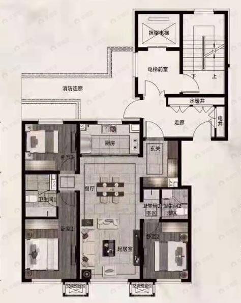 万科四季花城大家3室2厅2卫户型图