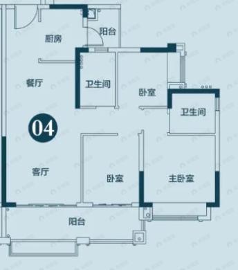 敏捷水映澜山3室2厅2卫户型图