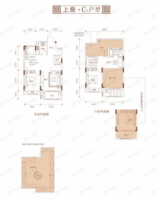 3室2厅2卫建面114平户型图