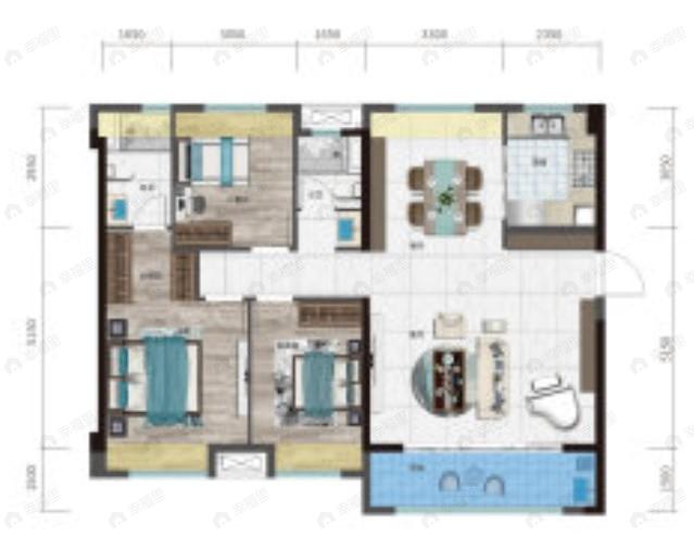 武汉碧云天3室2厅2卫户型图