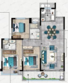 石榴春江雲庐3室2厅2卫户型图