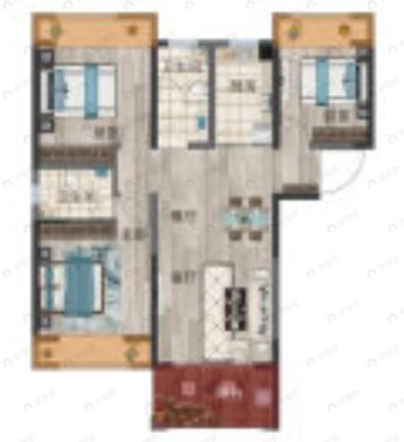 浩创半山云府3室2厅2卫户型图